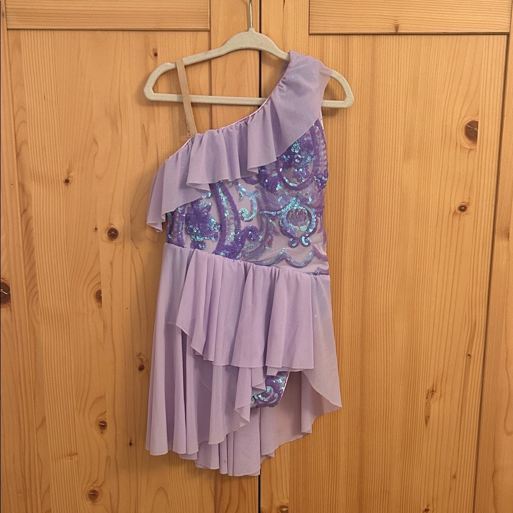 Purple One-Shoulder Dress with Sequins